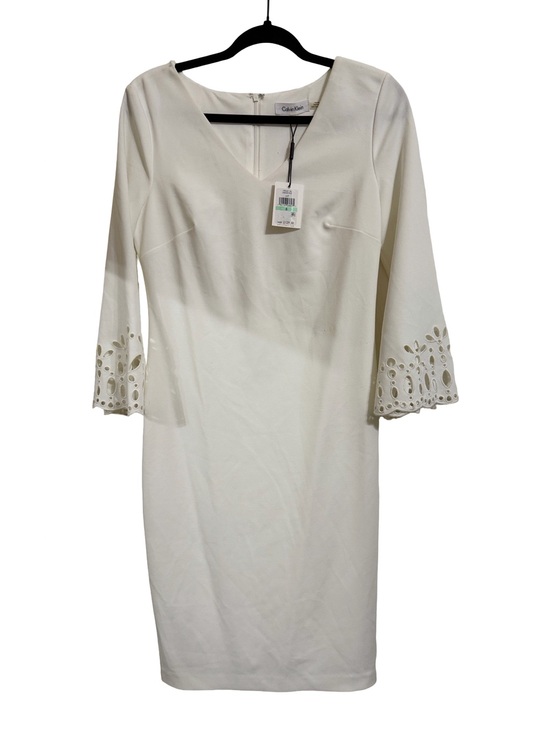 Calvin Klein Dresses & Skirts - Calvin Klein Ivory V-Neck Sheath Dress with Eyelet Bell Sleeves